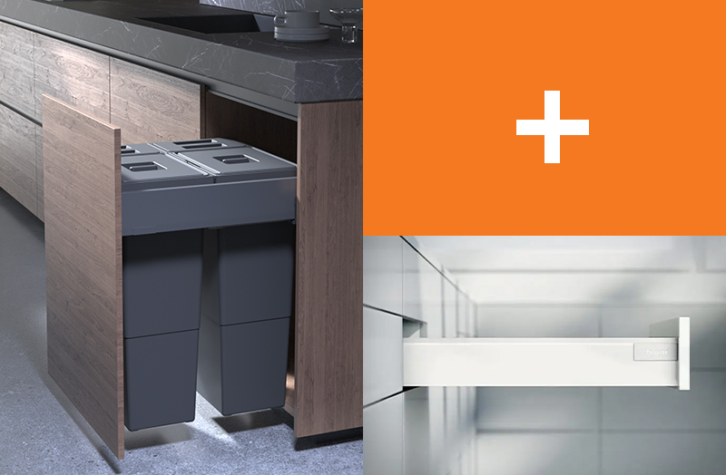 Blum TANDEMBOX with SIGE Puro Waste Bins